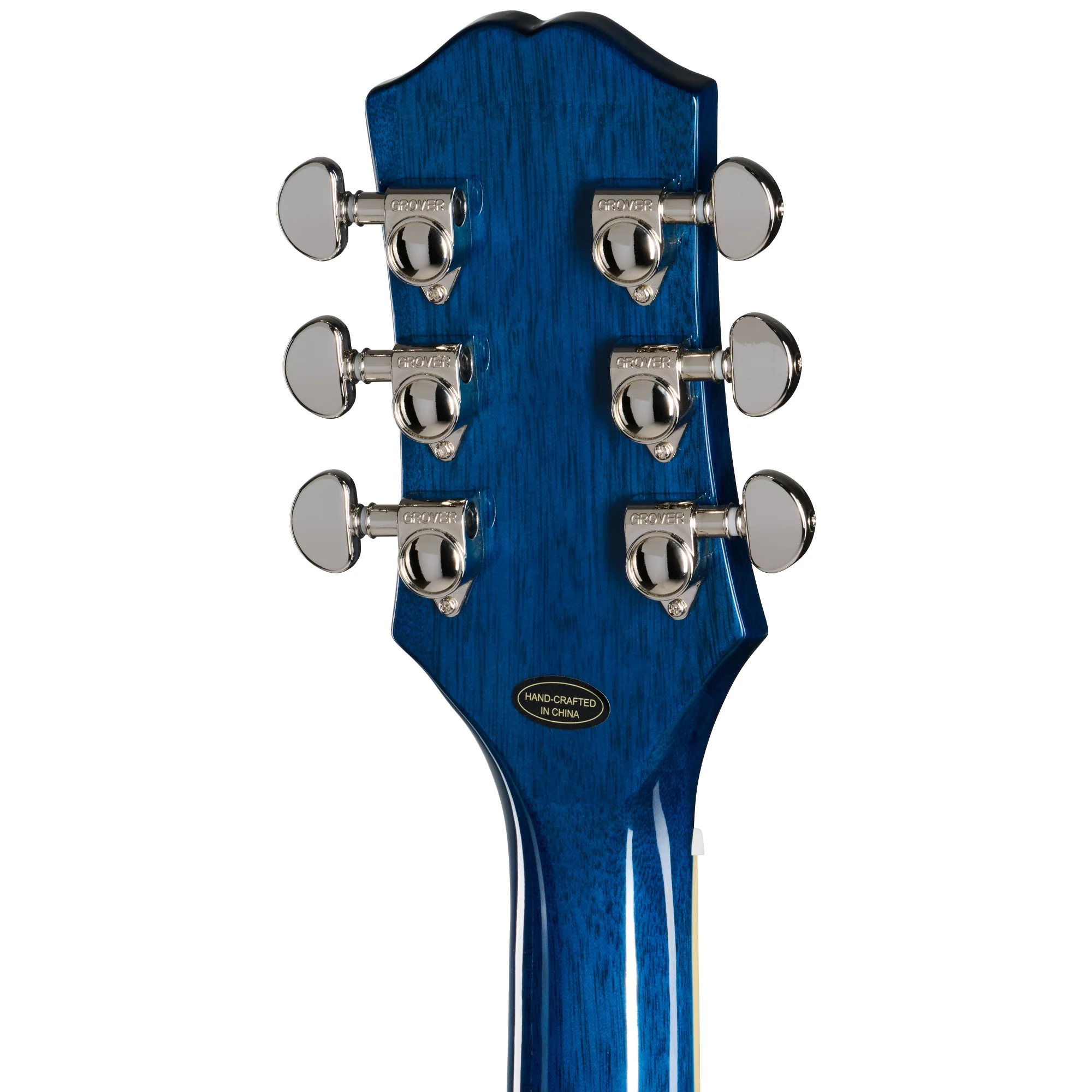 Epiphone Les Paul Special Double Cut Figured Ocean Burst Kopf Rückseite mit Schrauben der Mechaniken